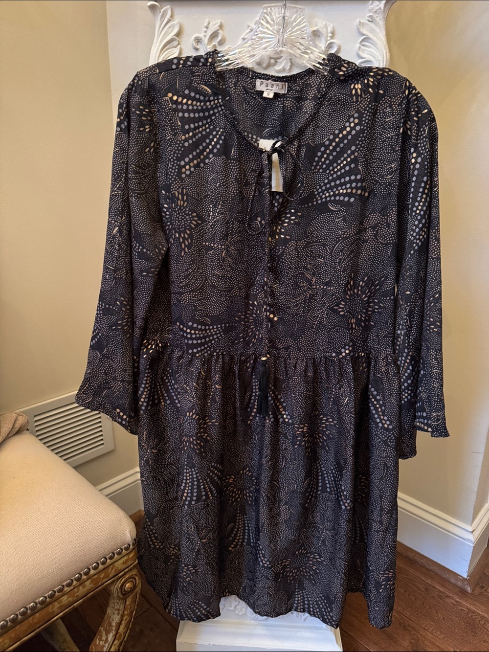 Paani Abstract Dot and Floral Long Sleeve Dress